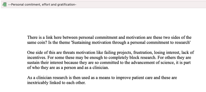 Figure 4: Illustration of a memo in NVivo